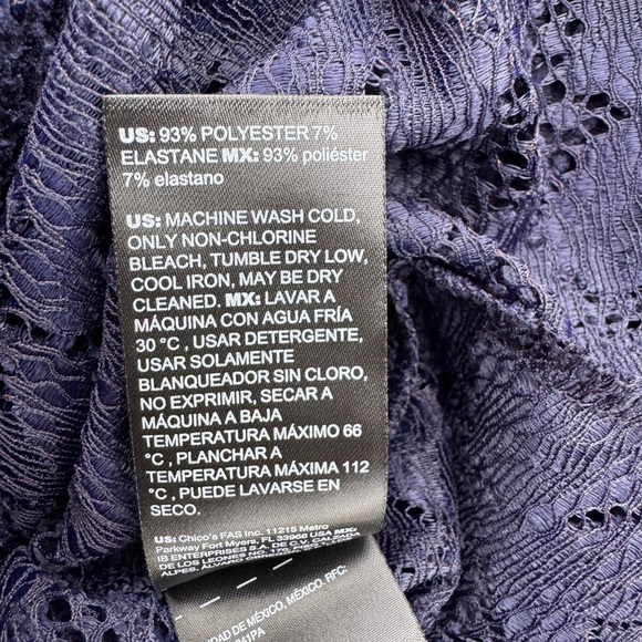 NWT White House Black Market Navy Lace Crew Nexk Top Size Medium - Picture 7 of 15